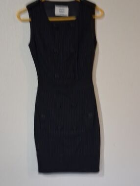 Dekker Black Pinstripe Sleeveless Sheath Dress